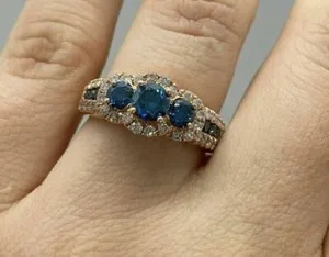 Authentic 2Ct Round Cut Lab-Created Blue Sapphire Engagement Ring 14K Yellow Gold Plated