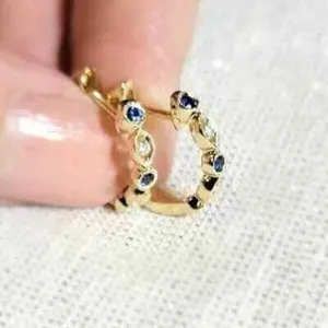 Authentic Sacred Sapphire Harmony - 2Ct Round Cut Lab Created Sapphire Hoop Earrings