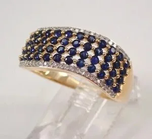 Authentic 2Ct Round Cut Lab Created Blue Sapphire Wedding Band Ring 14K Yellow Gold Plated