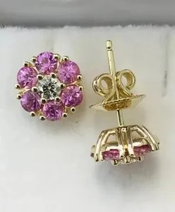 Authentic Celestial Bloom Sapphire Studs: Radiant Orbs of Azure Wisdom