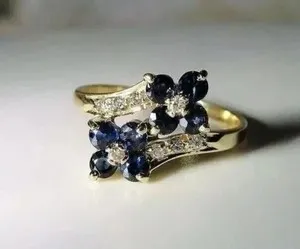Authentic 2CT Round Cut Lab Created Sapphire Women's Wedding Ring 14k Yellow Gold Plated