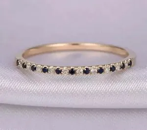 Authentic 14K Yellow Gold Plated 2Ct Round Cut Lab Created Sapphire & Diamond Wedding Ring