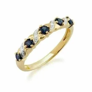 Authentic 2Ct Round Cut Lab-Created Blue Sapphire Wedding Band Ring 14K Yellow Gold Plated
