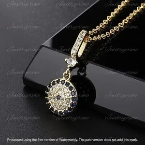 Authentic 2Ct Round Cut Lab Created Blue Sapphire Beauty Pendant 14K Yellow Gold Plated