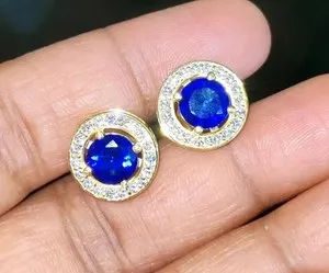 Authentic Celestia Deep Waters: 2Ct Lab-Created Blue Sapphire Golden Studs