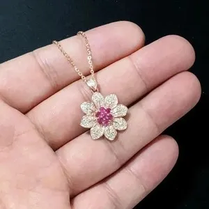 Authentic 14K Yellow Gold Plated 2Ct Round Cut Lab Created Pink Sapphire Women's Pendant