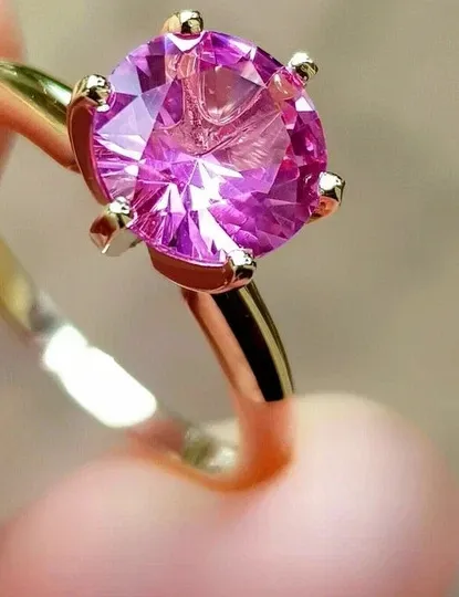 Authentic The Eternal Dawn: 14K Gold-Plated Lab-Created Pink Sapphire Ring