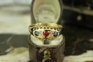 Authentic 2CT Round Cut Lab-Created Ruby/Sapphire Engagement Ring 14K Yellow Gold Plated