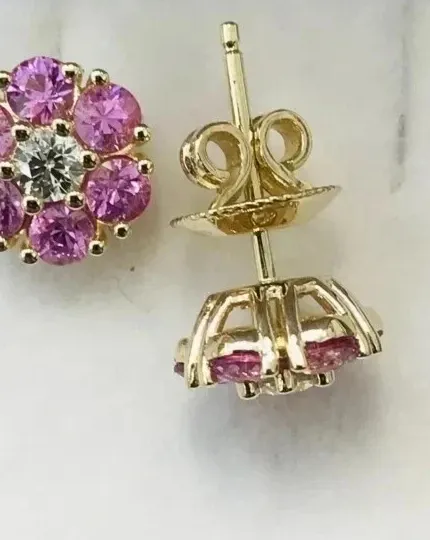 Authentic Celestial Sapphire Blossom Gold- Plated Studs Of Radiant Grace