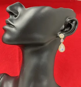 Authentic NADRI Multi CZ Framed Drop Earring 18k Gold Plated NWT - RP $60