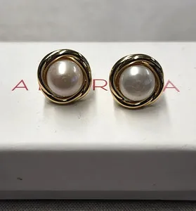 Authentic Pearlescent Serenity - 14K Gold Plated Framed Freshwater Pearl Earrings