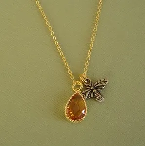 Authentic The Golden Hive Teardrop Amulet of Topaz and Sacred Bee