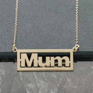 Authentic 9ct Gold Plated Framed Mum Pendant Chain Name Necklace on Chain Mothers Day Gift