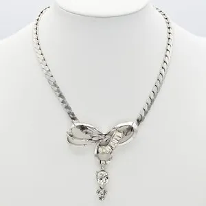 Authentic TARA Vintage Original White Gold Plated Silver Diamond Zirconia Pendant Necklace