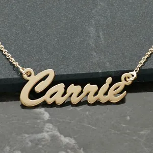 Authentic 9ct Gold Plated Personalised any Name Necklace on 16 inch Chain Box UK made