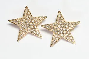 Authentic Vintage Tara Gold Plated Crystal Star Earrings
