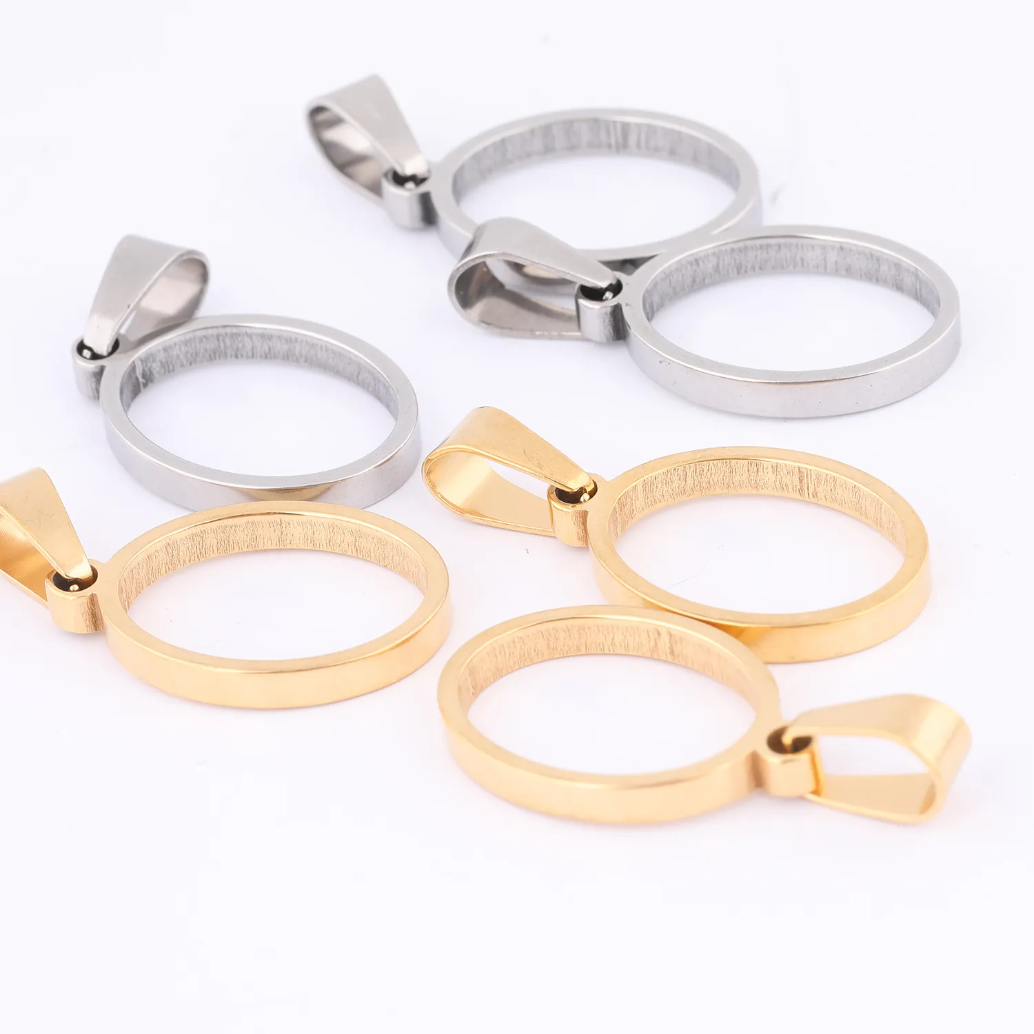 Authentic 10pcs stainless steel gold plated 13x18mm oval open bezel charms diy hollow pendant frame blanks for resin jewelry making