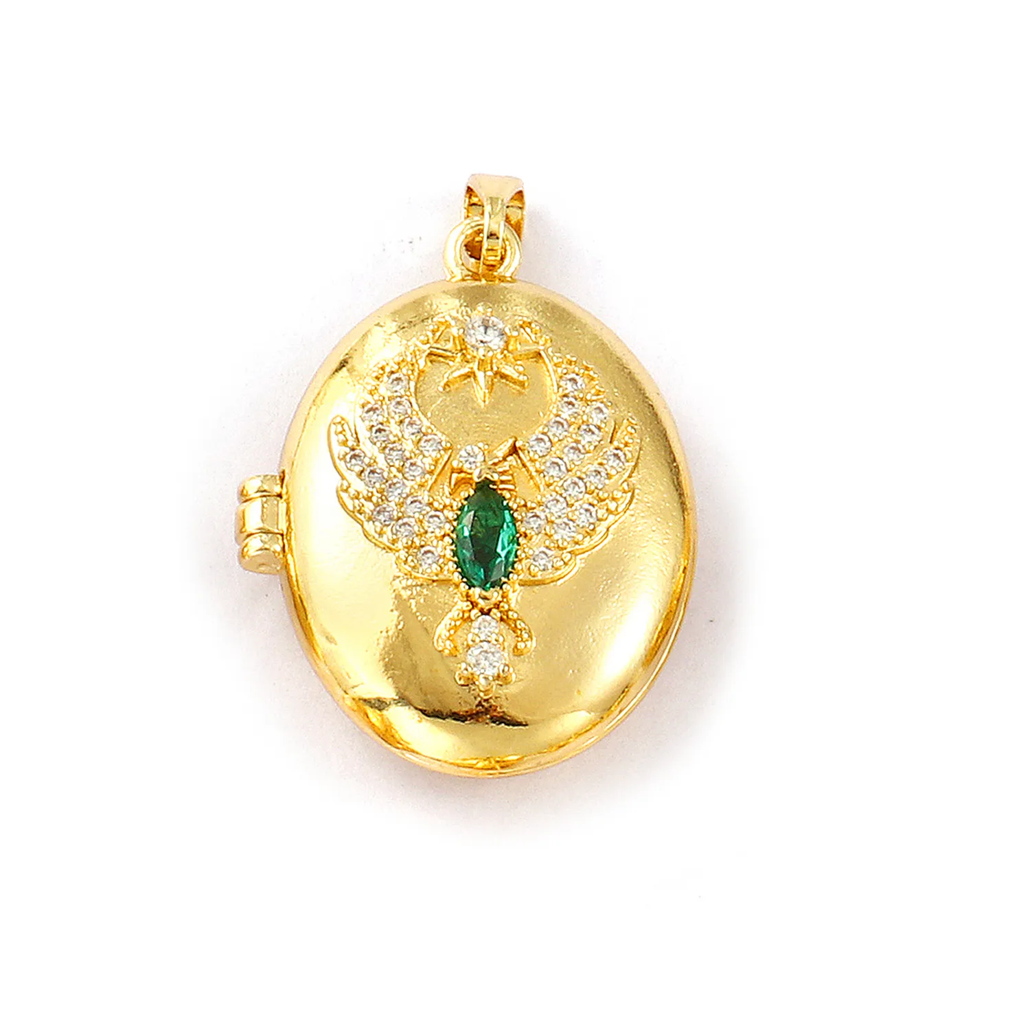 Authentic 2PCs Classic Brass Picture Photo Locket Frame Pendants 18K Gold Plated Can Open Clear Cubic Zirconia Memory Jewelry DIY Findings