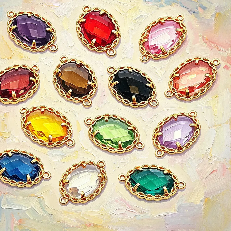 Authentic 18K Gold Color Lace Frame Oval Shape Connect Charms Pendants High Quality Diy Jewelry Accessories Necklace Earrings Making