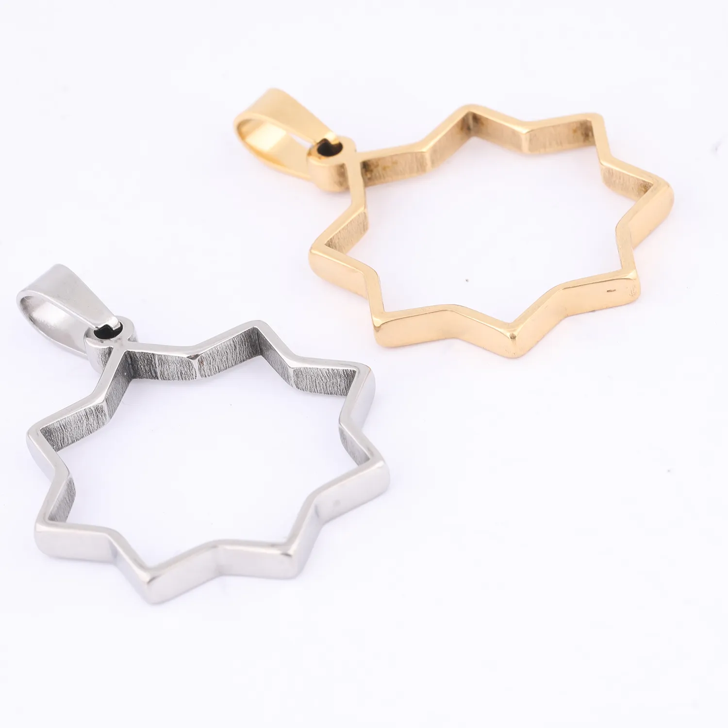 Authentic 10pcs Stainless Steel Gold Plated Snowflake Open Bezel Charms Diy Hollow Pendant Frame Setting Blanks For Resin Jewelry Making