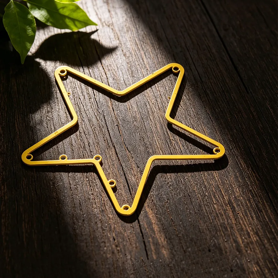 Authentic 10cm Matte Gold Hollow Star Frame Pendant Metal Five-pointed Star Charm for Christmas Tree Dreamcatcher DIY Craft Decoration