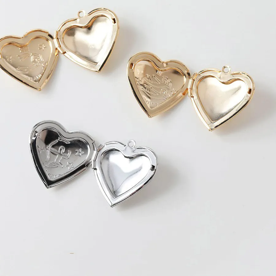Authentic 2PCS 29mm 12 Constellations Heart-shaped Photo Frame Pendant Brass Charms for Jewelry Making DIY 14k Gold Plated Accessories