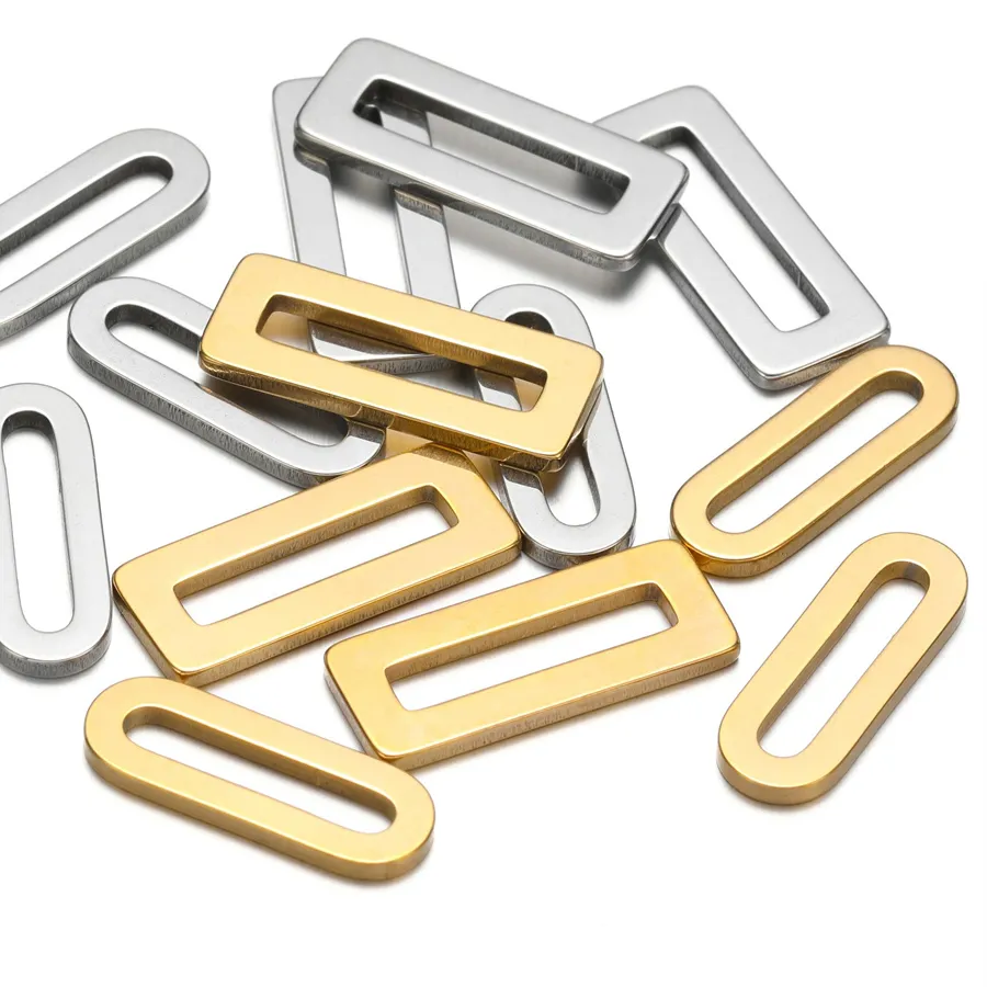 Authentic 20pcs Stainless Steel Rectangle Frame for Earrings DIY Supplies Gold Charms Pendants Necklace Making Jewelry Accessories