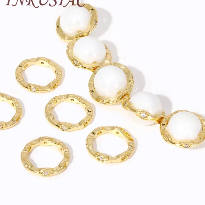 Authentic 12MM Beads Circle Frame 18K Gold Plated Wave Circle Bead Frames For DIY Beading Jewelry Making Supplies