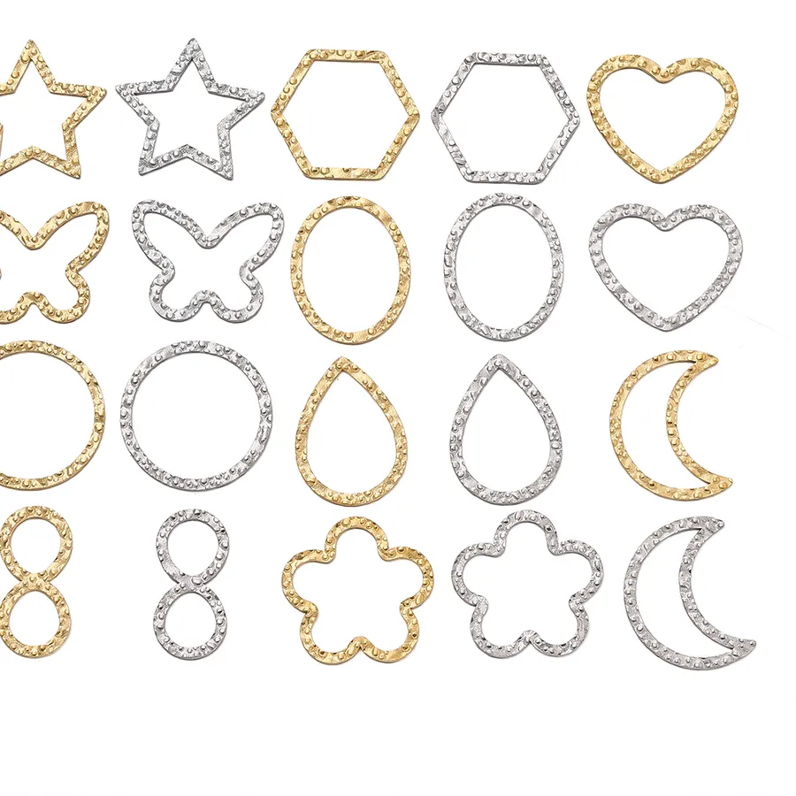 Authentic 6pcs Gold Color Stainless Steel Geometric Bezel Frame Charms Pendants for DIY Earring Necklace Jewelry Making Findings Supplies