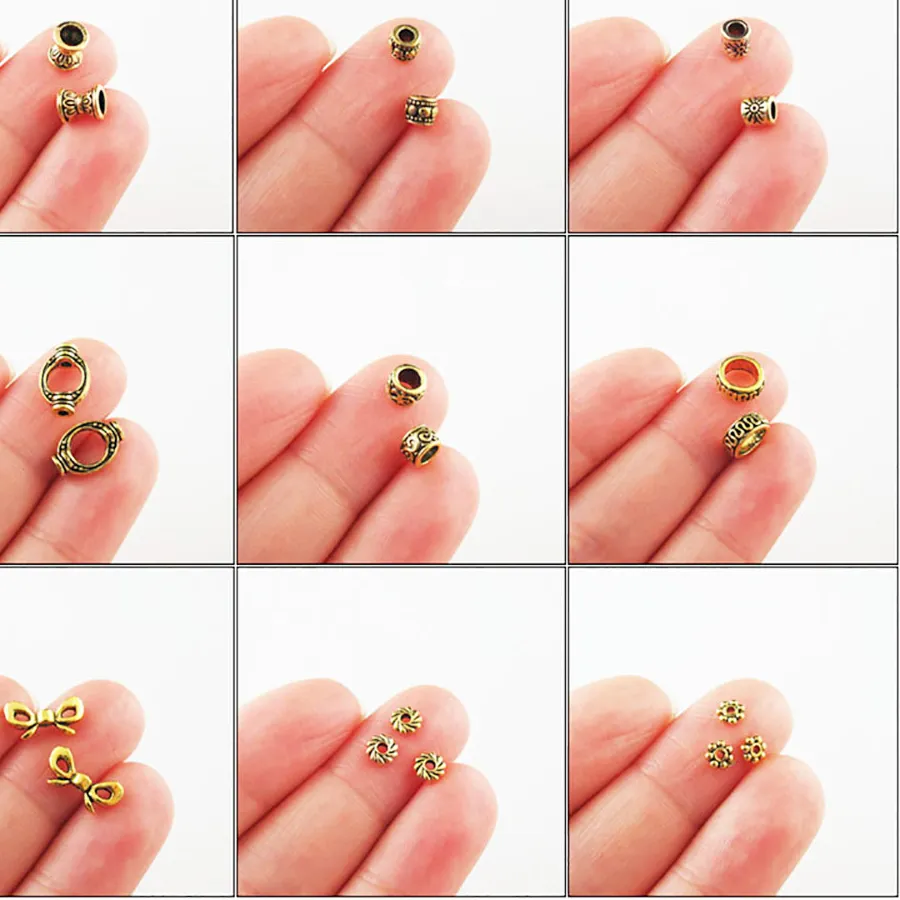 Authentic Fashion New Daisy Flower Oval Frame Butterfly Bow Heart Charms Spacer Bar Beads Antiqued Gold Plated