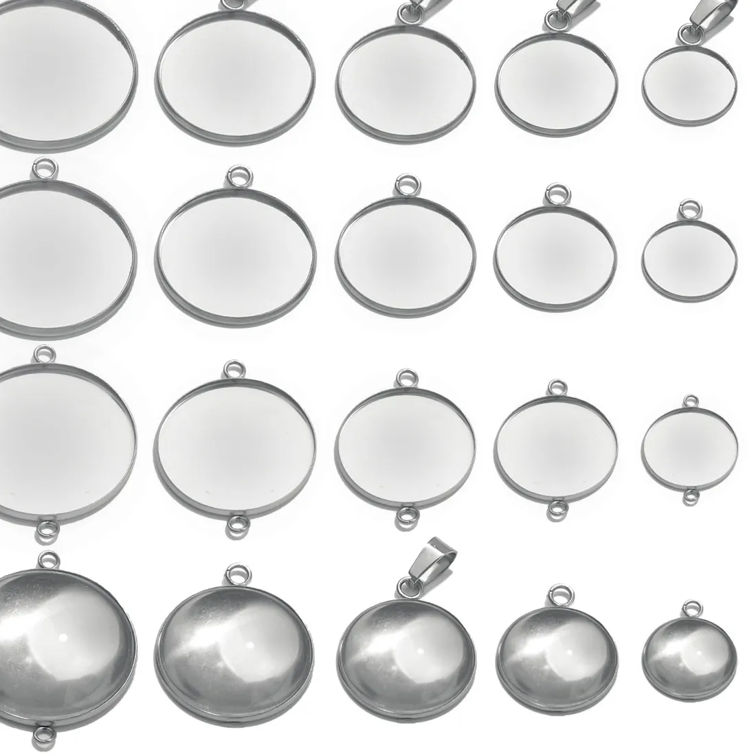 Authentic 10PCS Stainless Steel 6-30mm Cabochon Cameo Base Gold Color DIY Bezel Resin Tray Frame Charms For Jewelry Making Supplies