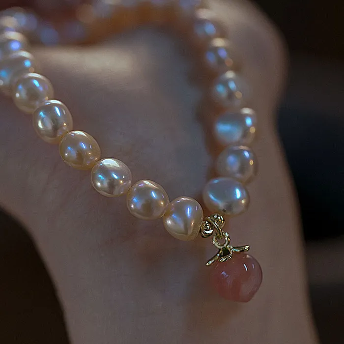 Authentic The Golden Peach of Immortality Freshwater Pearl Talisman