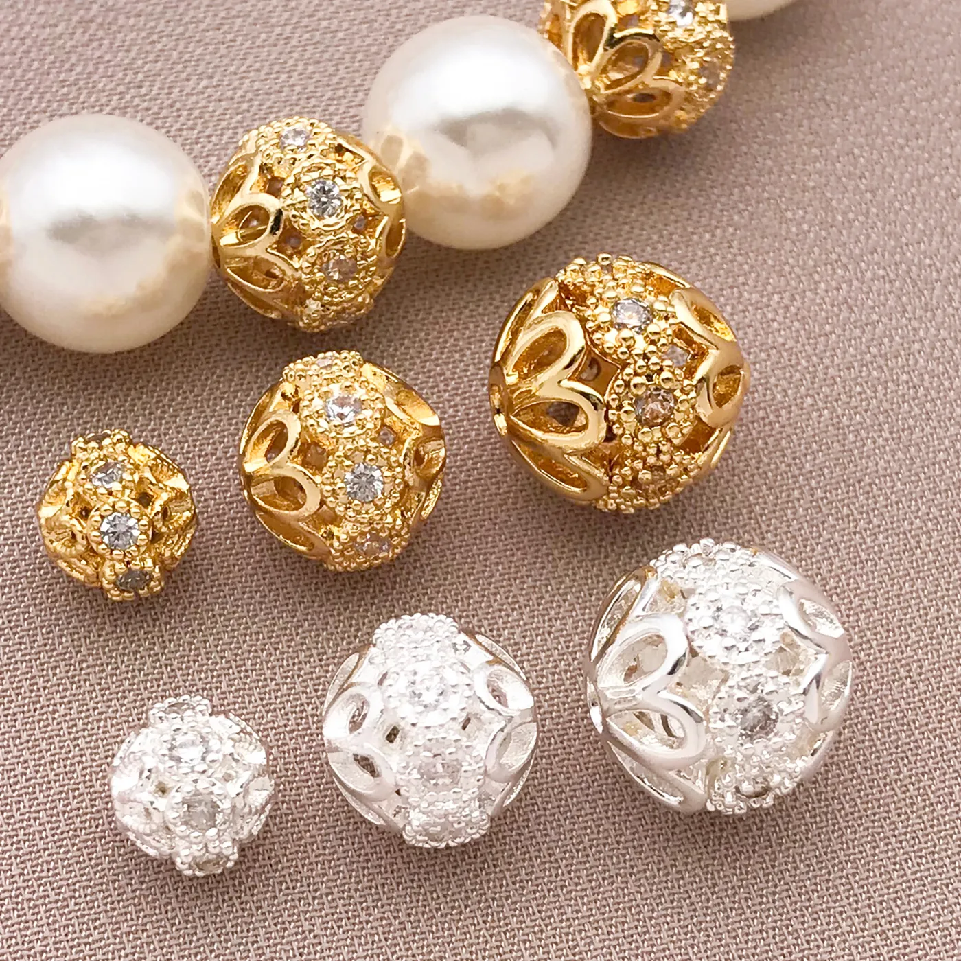 Authentic 2/4/6pcs/lot 2026 Shining Brightly 6/8/10mm 18K Gold-plated High Quality Zircon Bracelets Jewelry Making Accessories