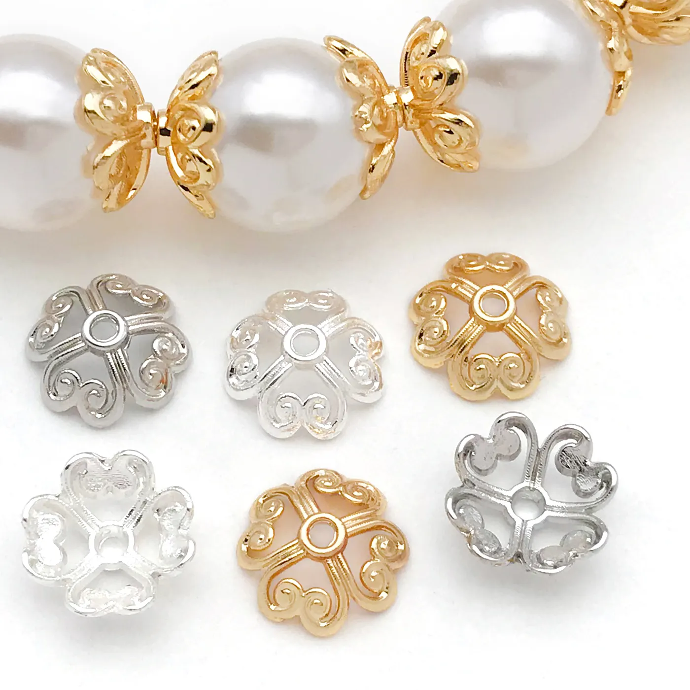 Authentic Blossoming Radiance: 18K Gold Plated Flower Beads Caps for Spiritual Connection