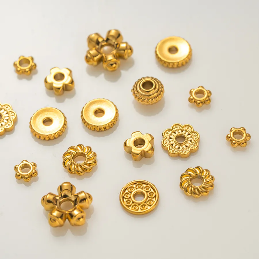 Authentic 20pcs Stainless Steel Flat Round Spacer Beads For Bracelet Jewelry Gold Loose Beads DIY Jewelry Findings Handmade Accessories