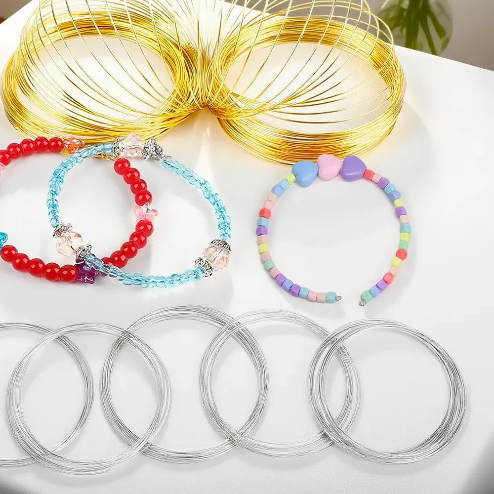 Authentic 0.6mm Memory Wire Coil 100 Loops for DIY Bracelet Ring Jewelry Making Beading Wire Silver Gold