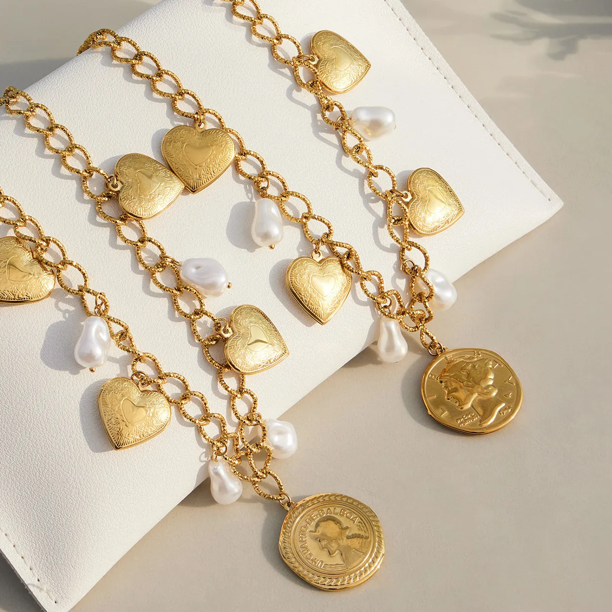 Authentic Heart-Filled Harmony - 18K Gold Plated Necklace Set for Spiritual Balance