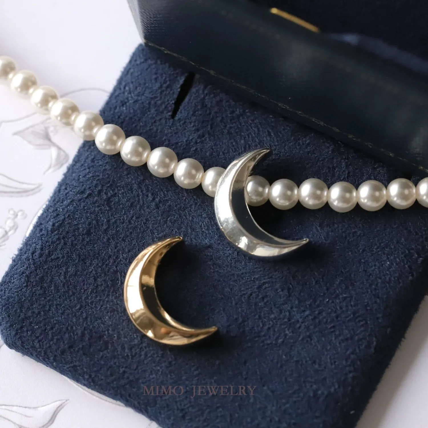 Authentic Stereoscopic Moon Crescent Bead Necklace Charms Pendant Supplies Diy Hand Gold Plated Accessories 19X13.5Mm