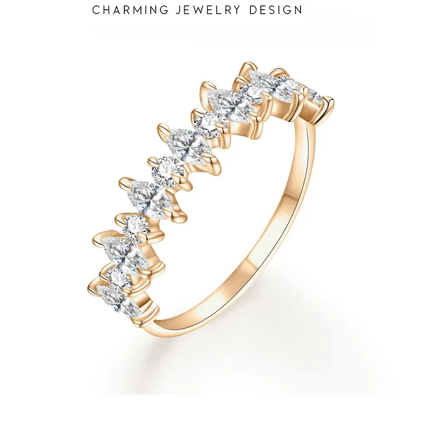 Authentic Charming Luxury D Color 18K Gold Moissanite Ring for Women Pass the Diamond Tester Engegament Wedding Jewelry with Certificate