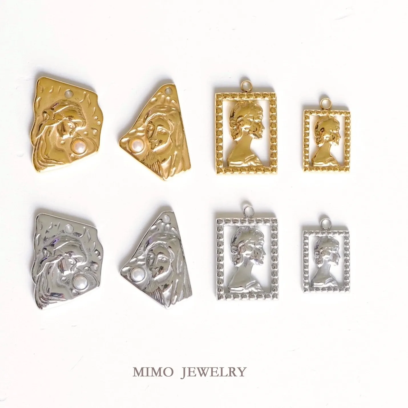 Authentic European and American Style Retro Portrait Charms Pendant Supplies DIY Hand Gold Plated Accessories