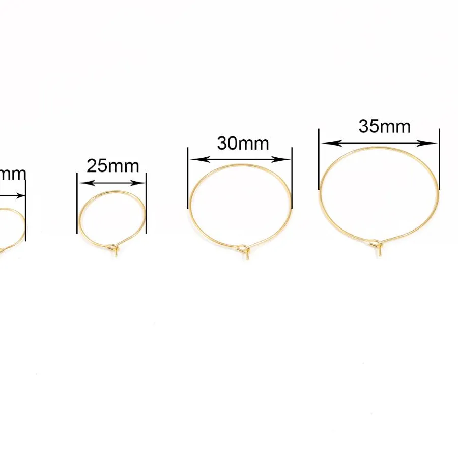 Authentic 50Pcs Metal Wire Circle Earrings Beading Hoops Gold Silver Plated Wine Glass Charm Rings For DIY Earring Jewelry Making Findings