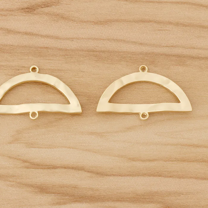 Authentic 20 Pieces Matte Gold Color Hollow Fan-shaped Half Round Connectors Charms Pendant for DIY Necklace Earring Jewellery Accessories