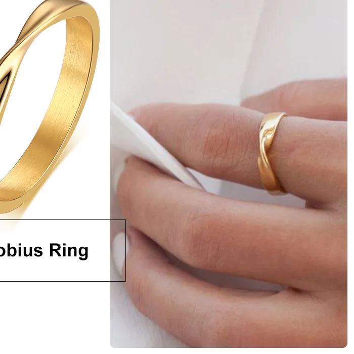 Authentic Thin 3mm Womem's Mobius Ring Charm Stainless Steel Twist Mobius Wedding Ring Infinite Love Gitfs