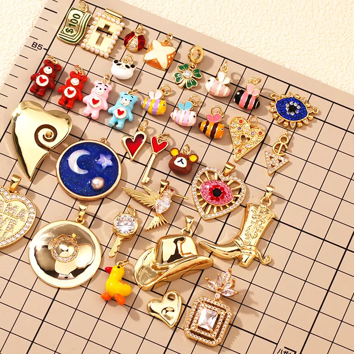 Authentic Golden Harmony: Panda, Bee & Clover Amulet Necklace