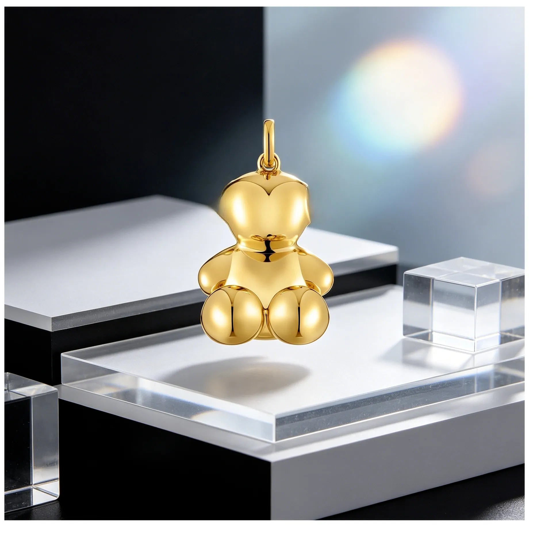 Authentic Glossy 18K Gold Plated 3D Sitting Teddy Bear Charm Pendant DIY Necklace Bracelet Jewelry Charm Women Lovely