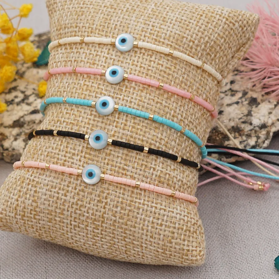 Authentic Go2Boho Lucky Eye Bracelet Stylish Thin Pulseras Greek Eye Beads Exquisite Miyuki Seed Beads Jewelry for Women's Accessorie