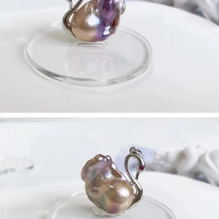 Authentic The Grace of the Mystic Swan - Natural Baroque Pearl and S925 Silver Talisman