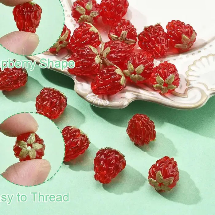 Authentic Crimson Nectar - Sacred Glass Raspberry Beads for Passion and Vitality Talismans