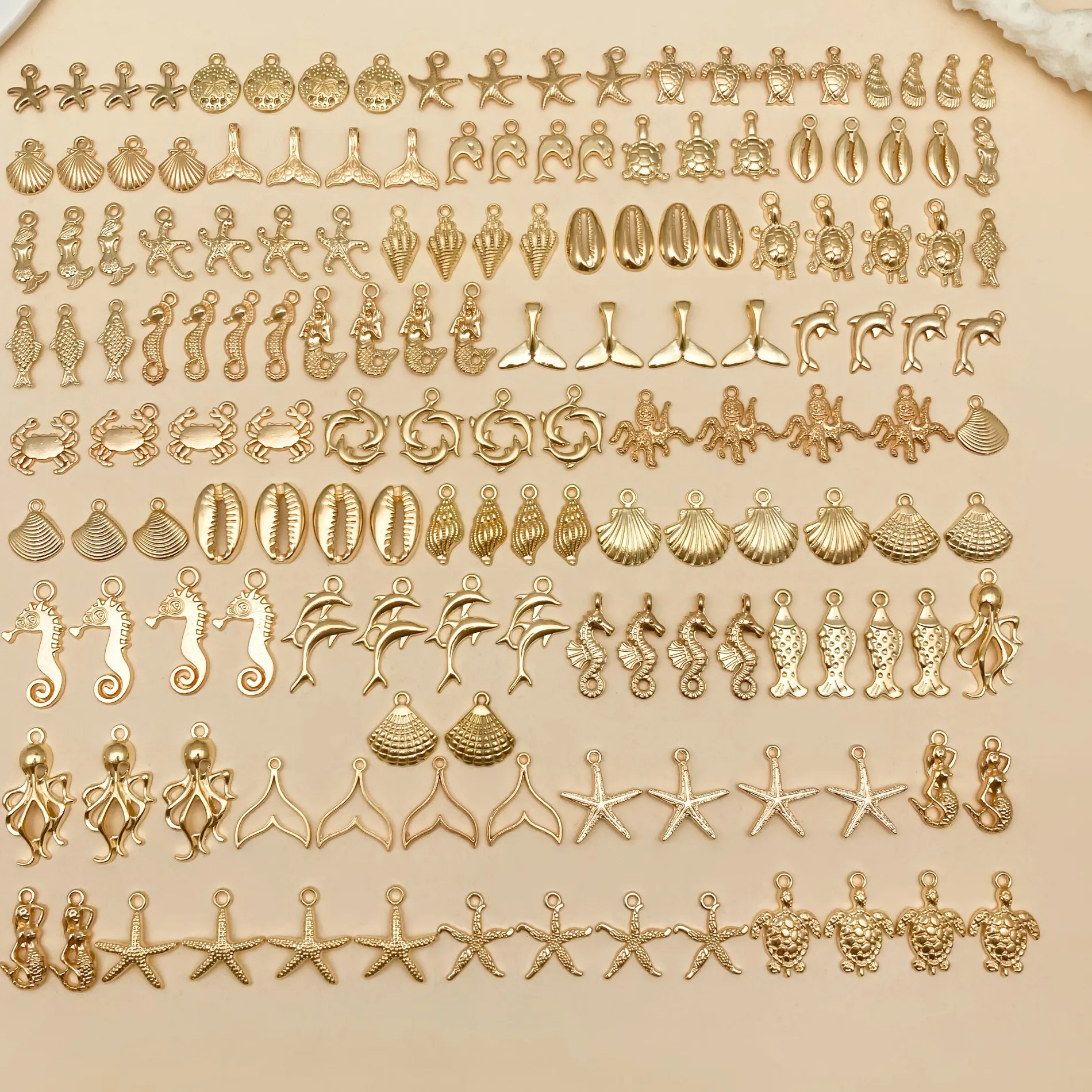 Authentic Random Mixed 20/50/100pcs Antique Ocean Shells,Stars,Seahorses Series Charms Pendants Accessories,Suitable For Diy Earring
