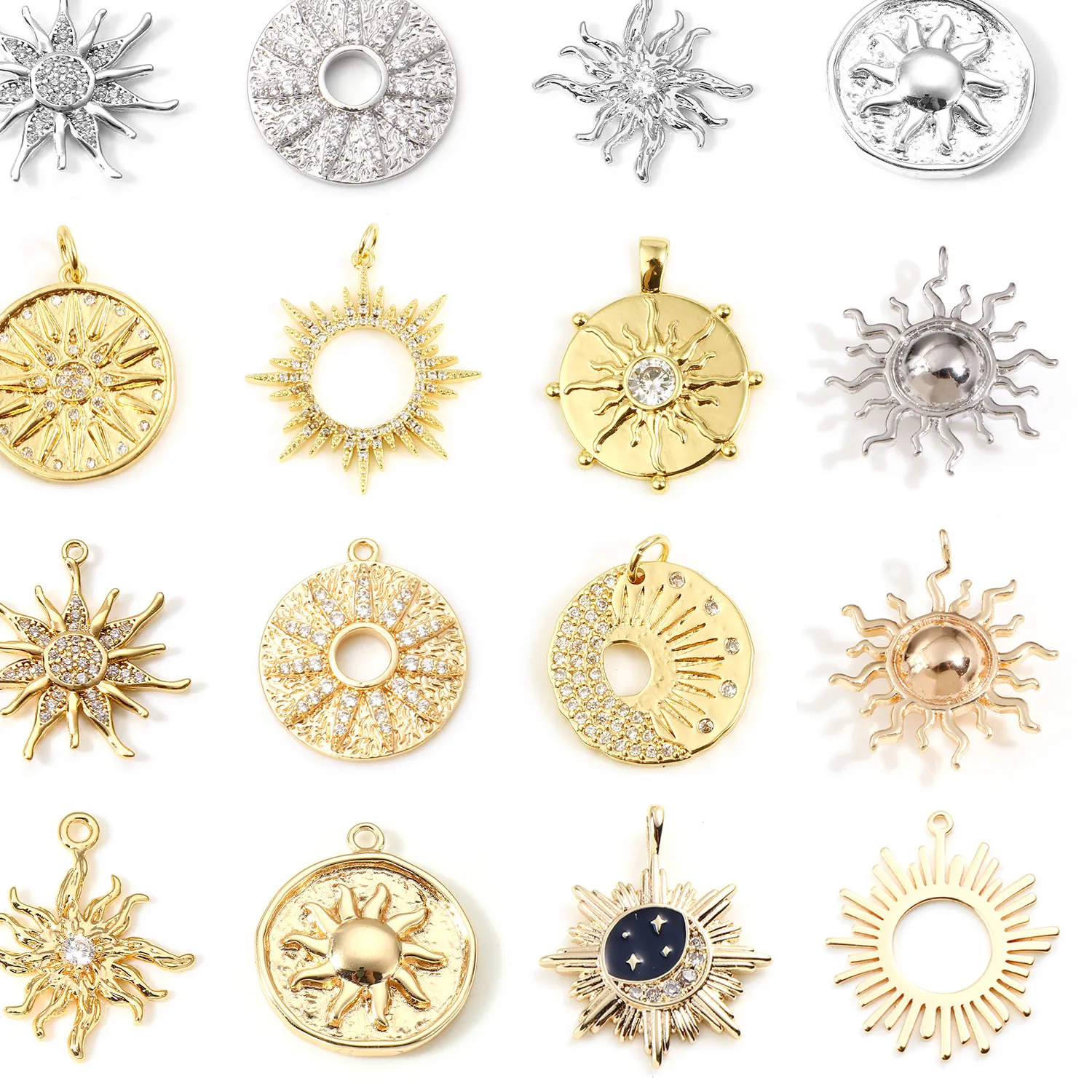 Authentic 1-2pcs New Brass Charms Gold Color Galaxy Sun Clear Cubic Zirconia Pendants DIY Necklace Earrings For Women Jewelry Findings